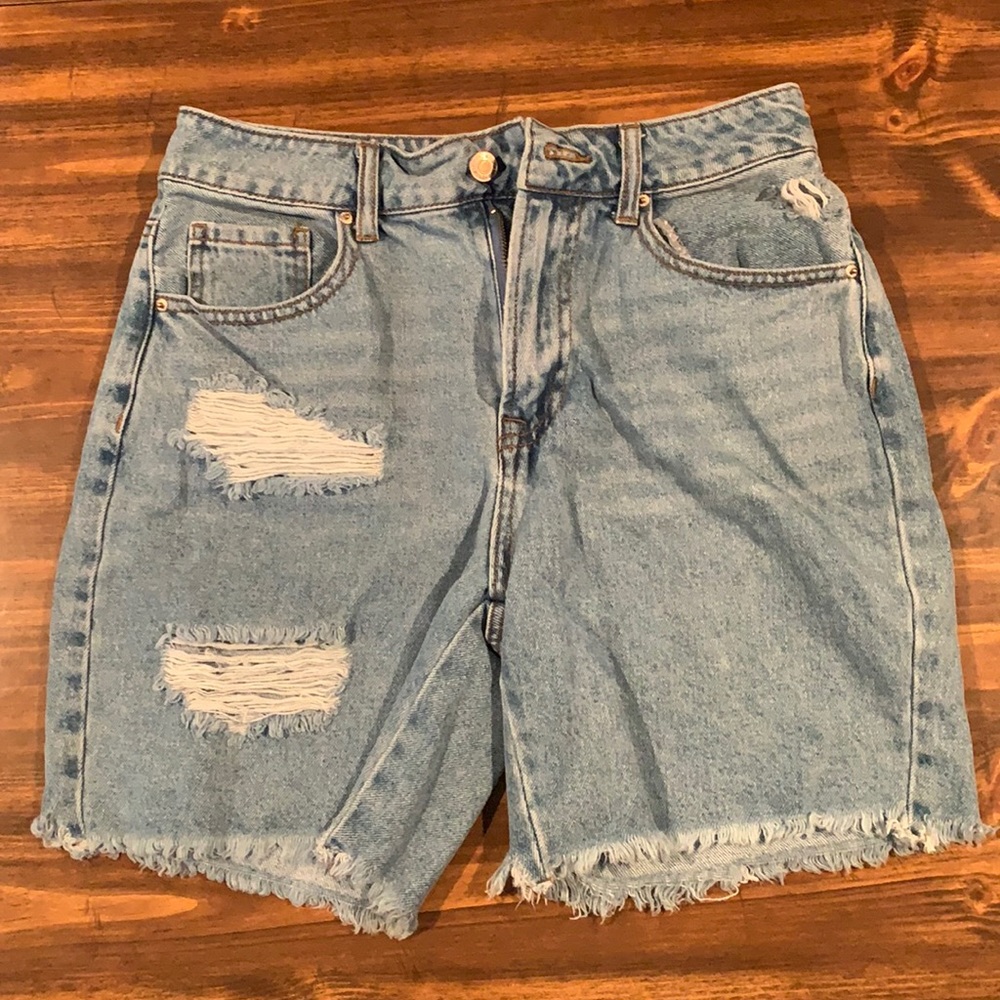 Forever 21- Distressed Jean Shorts- Blue